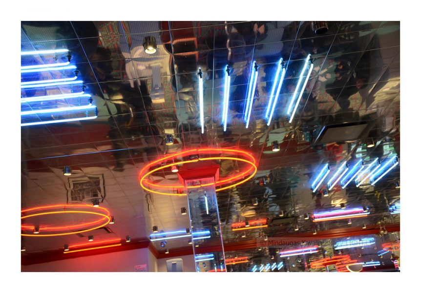 Neon ceiling, fast food restaurant. New York. 2011