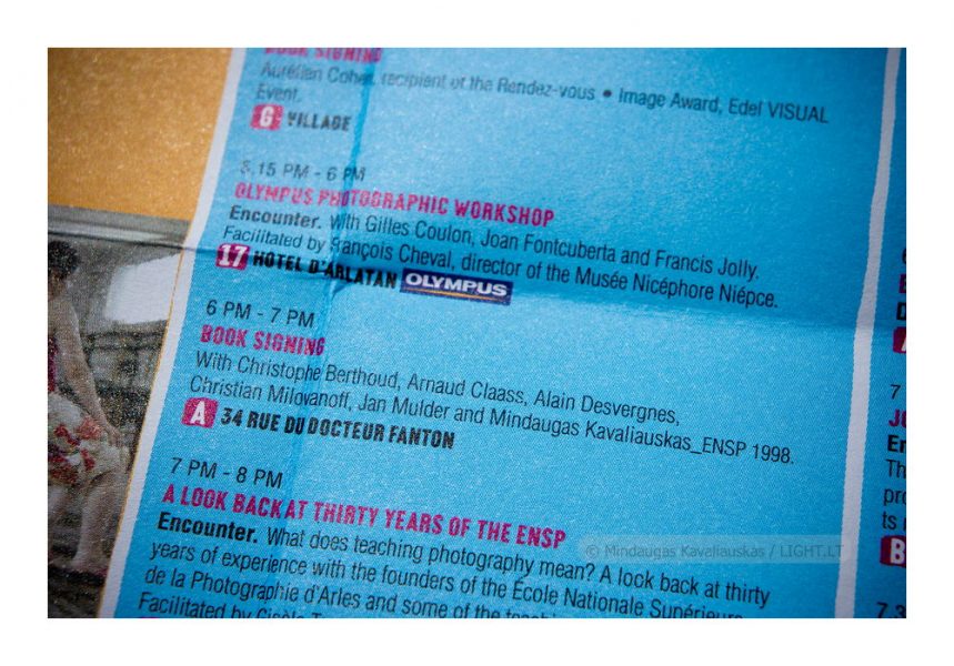 Program of events of Rencontres d'Arles for July 3, 2012